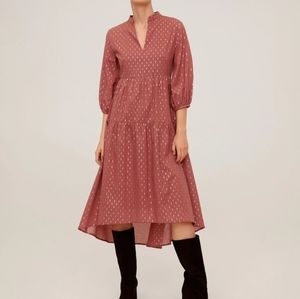 Metallic Thread Boho Puff Midi Dress